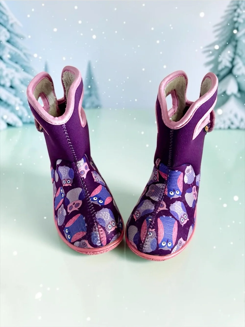 Bogs Baby Bog Owls Toddler Girls Boots Size 10 Faux Fur Lined Winter Booties